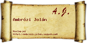 Ambrózi Jolán névjegykártya