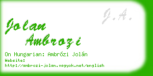 jolan ambrozi business card